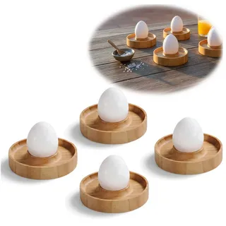 LS-LebenStil Eierbecher Holz Eierbecher 4 ́er Set Bambus Natürliche Optik Eierhalter Eihalter, (für das perfekte Frühstücksei auf dem Frühstückstisch, 4-tlg., Braun), natürliche Holzmaserung braun