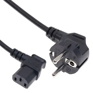 SHAFI® Kaltgerätekabel 1.8M Netzkabel 3 Polig - IEC Kabel C13 Buchse und 90° Schutzkontaktstecker Typ F CEE 7/7 - Euro Stecker Winkel Monitor Power Cable Beamer Drucker PSU PC Stromkabel - 1.8 Meter