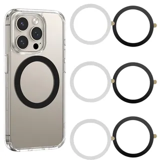 6 Stück Magnetring Handy Aufkleber,Metall Magnet Ring Handy,Selbstklebend Magnetring für Handyhülle,Universal Magnet Ring Aufkleber,für Die Meisten Mobiltelefone Auf Dem Markt(Schwarz, Silber)