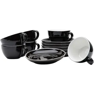 Gastro Spirit Cappuccinotasse 12-teiliges Cappuccino-Tassen Set 200 ml schwarz, Porzellan, 12-teiliges Set, 200 ml schwarz