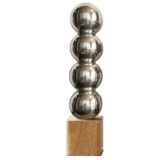 Quality Elegance Dekovase Moderne Metallkugel Holzvase Abstrakte Kunst Deko