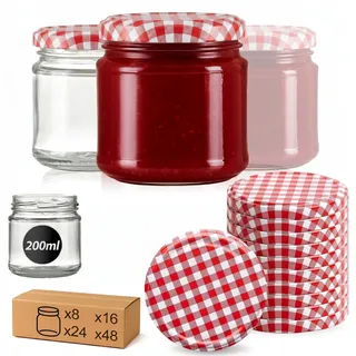 Pullmer Marmeladengläser 200ml mit deckel, 16-er Set Einmachgläser klein