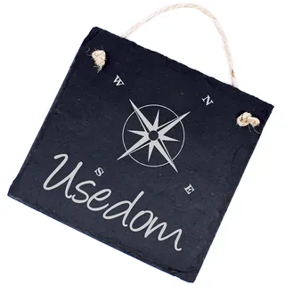 Windrose Kompass Schild Schiefertafel graviert mit Wunschtext - maritim Namensschild Türschild 11 x 11 cm