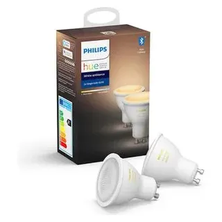 Philips LED-Lampe Hue Ambiance Bluetooth GU10, warm- bis kaltweiß, 5W (50W), smart, ZigBee, 2Stk