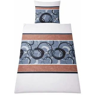 KH-Haushaltshandel Biber Kreise Baumwolle Weiß 155 x 220 cm + 80 x 80 cm