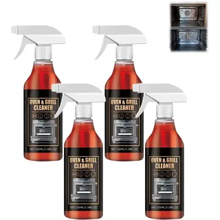 Backofenreiniger 100ML,Ofenreiniger Extra Stark,Grillreiniger,Ceranfeldreiniger,Oven Cleaner,Grill Reiniger,Fettlöser Küche,Backofenspray Entfernt Für Backofen,Grill und Kochgeschirr(4 Stück)