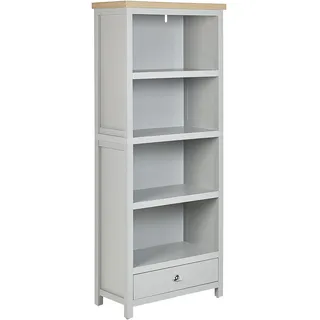 Beliani Bücherregal 4 Fächer 1 Schublade 40 x 30 x 180 cm Grau/Heller Holzfarbton