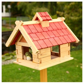Mucola Vogelhaus Vogelhaus Vögelhäuschen Holz Vogelfutterhaus Futterhaus XXL Vogelvilla Vogel, Dachschindeln und Haus sind lasiert beige|bunt|rot