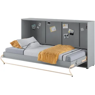 Homlando Lenart Schrankbett - Wandbett Concept Pro CP06 90x200 cm - Schrankklappbett Horizontal - Schrank mit integriertem Klappbett - Funktionsbett (Grau Matt)