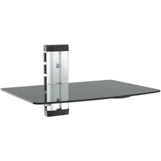 Ricoo HiFi Rack Regal Glas Phonoschrank Wandregal mit Kabelkanal DVD-S1 Wandhalterung mit Glasablage für Blu-ray DVD Player Beamer Audio Rack Phonomöbel