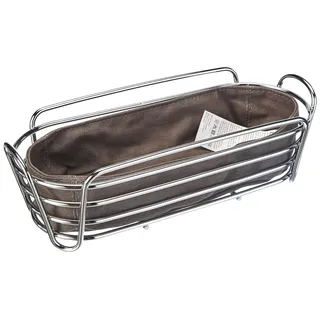 blomus - 63769 - DELARA - Brotkorb Oval aus verchromtem Stahl, Magnet, Baumwoll-Stofftasche, trendiges & modernes Design, vielseitig nutzbar, hochwertige Verarbeitung, 14L x 32B x 9H cm