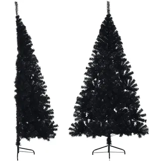 Myheimly Künstlicher Halber Weihnachtsbaum mit Ständer Christbaum Tannenbaum Dekobaum Kunstbaum Weihnachten Dekoration WeihnachtsdekoSchwarz,180 x 115 cm