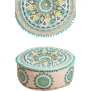 Marrakesch Orient & Mediterran Interior Pouf Orientalische Sitzhocker Pouf Dekoration Badar -2-, Handarbeit bunt