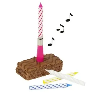 NEU Musikkerze Happy Birthday, 12 cm, mit 3 Ersatzkerzen