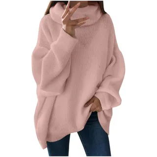 Pullover Damen Sexy, Strick Elegant Langarm Winter Wollpullover Rollkragenpullover Oversize Warm Rollkragen Wolle Strickpullover Winterpullover Dünn Lang Sexy Herbst Sweater Damenpullover