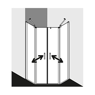Kermi Pega Fünfeck-Duschkabine PEF4509018VAK 90x90x185cm, silber hochglanz, ESG klar