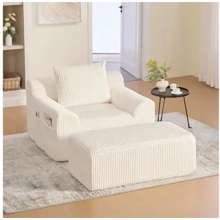 BlingBin Loungesessel Sofasessel mit Seitentaschen und Kissen, Sitzsacksofa (Loungesofa, 1-St., mit Steigbügeln), Moderner gepolsterter Sessel, weicher Sofasessel ohne Knochen beige