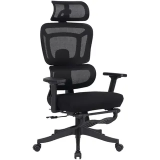 Novel Chefsessel, Schwarz, Metall, Kunststoff, Textil, Drehkreuz, 67.5x126x134 cm, Sitzfläche 360° drehbar, Stühle