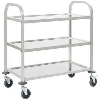 vidaXL 3-Stufiger Servierwagen 95x45x83,5 cm Edelstahl