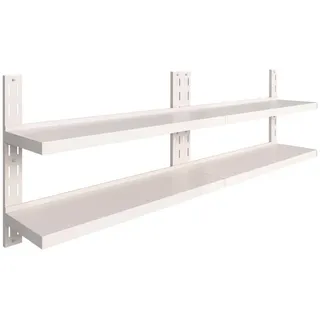 furnicato Wandregal Schweberegale mit 2 Böden 2 Stk. Edelstahl 240x30 cm, 1-tlg. grau