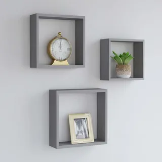 ARKEM Würfelregale 3 STK. Grau MDF Regale FüR WäNde BüCherregal Wand Regale Wand Storage Shelves WüRfelregal