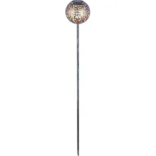 Dehner Kugelleuchte Metall/Kunststoff Ø 16 cm H 120 cm Solar Silber/Kupfer