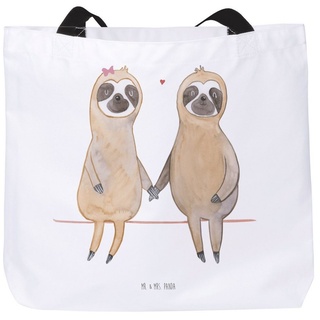 Mr. & Mrs. Panda Shopper Faultier Pärchen - Weiß - Geschenk, verliebt, Langsamkeit, Faultier G (1-tlg), Trendiges Design weiß