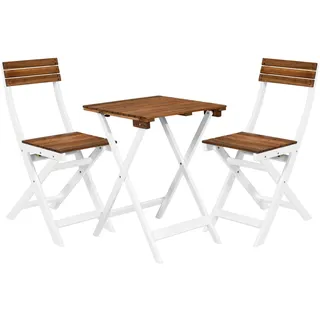 BUTLERS Gartenmöbel Set 3-TLG. Akazienholz -Morning Star- 2 Gartenstühle klapbar mit Klapptisch | Wetterfeste Balkonmöbel im Landhausstil | Kleine Gartenmöbel für 2 Personen