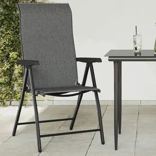 vidaXL Gartenstühle 2 Stk. Klappbar Grau Poly Rattan
