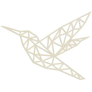 WANDStyle Wanddekoobjekt "Origami Kolibri" aus Holz, Pappel beige 66 cm x 50 cm x 0.4 cm