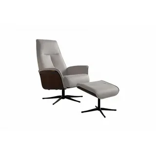KAWOLA Relaxsessel FERREIRA Leder 78 x 106 x 78 cm grau mit Hocker