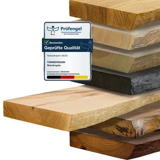 tømmermann - Wandregal mit Baumkante - massives Schweberegal Farbe Natur 50 cm Länge - Regalbrett aus Eschenholz 100% natürlich - Rustikales Wandboard mit unsichtbarer Wandmontage - Massivholzbrett