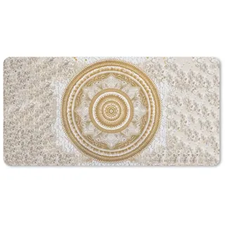MuchoWow Mauspad Mandala - Blumen - Gold - Weiß - Design (1-St), Mousepad mit Rutschfester Unterseite, Mausunterlage, Gaming, 60x30 cm bunt 60 cm x 30 cm