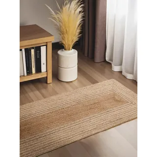 HANSE HOME Juno Line Juteteppich 80 x 300 cm Beige/Gold/Weiß