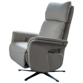 KAWOLA Relaxsessel NAMA Leder 78 x 111 x 86 cm Grau drehbar mit Kopfteil