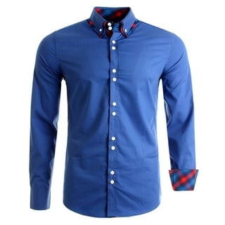 Früchtl Langarmhemd mit Doppelkragen Designer Hemden Männer blau M