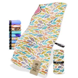 NirvanaShape Strandtuch XXL - Strandhandtuch mit über 32 Strand-Muster - schnelltrocknende Mikrofaser Badetuch, Microfaser Handtuch, Badehandtuch - 200 x 90 cm