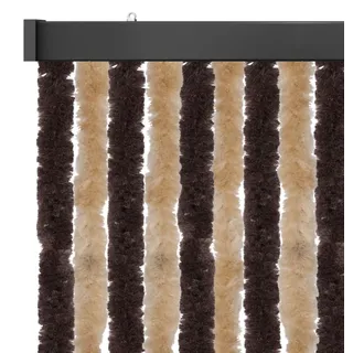 Arsvita Insektenschutzvorhang 120x200 cm (Breite x Länge) Flauschvorhang in Beige & Braun für Camping, Terrasse, Pavillon oder Balkontür, Fadengardine Ø4cm