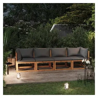 vidaXL Gartensofa mit Auflage braun/dunkelgrau