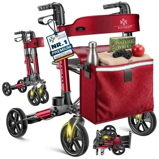 Kesser Leichtgewicht Rollator faltbar mit Sitz Rot