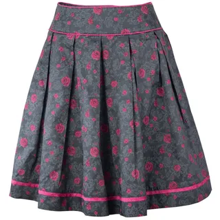 Ramona Lippert Trachtenrock Anne Faltenrock dunkelgrau pink Rosendruck Rocklänge 65 cm Baumwolle 36