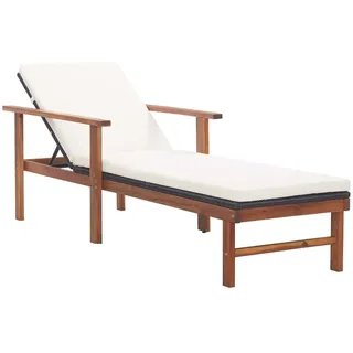 vidaXL Sonnenliege 200 x 55 x 56 cm schwarz/cremeweiß