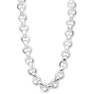 Tony Fein Silberkette Erbskette 11mm Rund 925 Silber Poliert, Made in Italy für Damen und Herren 50 cm