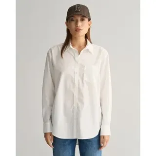 Gant für Damen. 4300212 Relaxed Fit Hemd aus weißer Popeline (32), Lässig, Baumwolle, Langarm