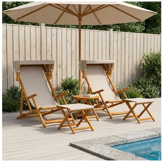 vidaXL Gartenliege Liegestuhl 675 x 113 x 103 cm beige 4 St.