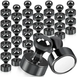 FPMYB 30 Stück Starke Magnete Schwarz 12 X 16mm, Neodym Mini Magnete für Magnettafel, Kühlschrank, Pinnwand, Kegelmagnete, Whiteboard, Büro