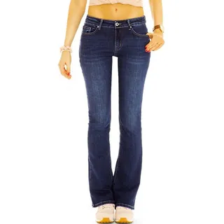 be styled Schlagjeans Low Rise Damen Boot Cut Hüftjeans Schlag Jeans Hose - j2g-1 mit Stretch-Anteil blau 34