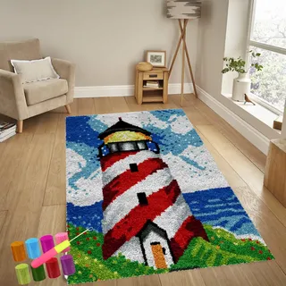 Knüpfteppich Zum Selber Knüpfen-Sets Groß Latch Hook Rug, Handarbeit Selbst Knüpfen Set, Vorgedrucktes Muster Leinwand Teppich Stickerei Handwerk Für Erwachsene Handarbeiten Diy Teppich 69 x 102 cm