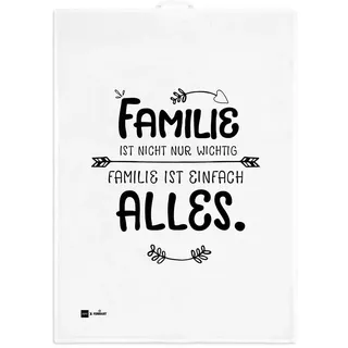 Geschirrtuch Geschirrhandtuch 50 x 70 cm mit Spruch - Küchentuch aus 50% Leinen & 50% Baumwolle - saugfähig & waschbar - witziges Küchenhandtuch als Geschenk Deko - Familie ist nicht nur Wichtig!