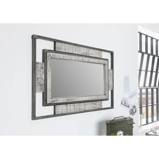 Massivmoebel24 Spiegel HEAVY INDUSTRY (Schicker Spiegel im Industrial Stil in grau lackiert 76x4x122 Mango montiert) grau